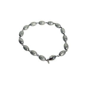 Vintage Milor Italy Textured 14k White Gold Beaded Bracelet (6234)